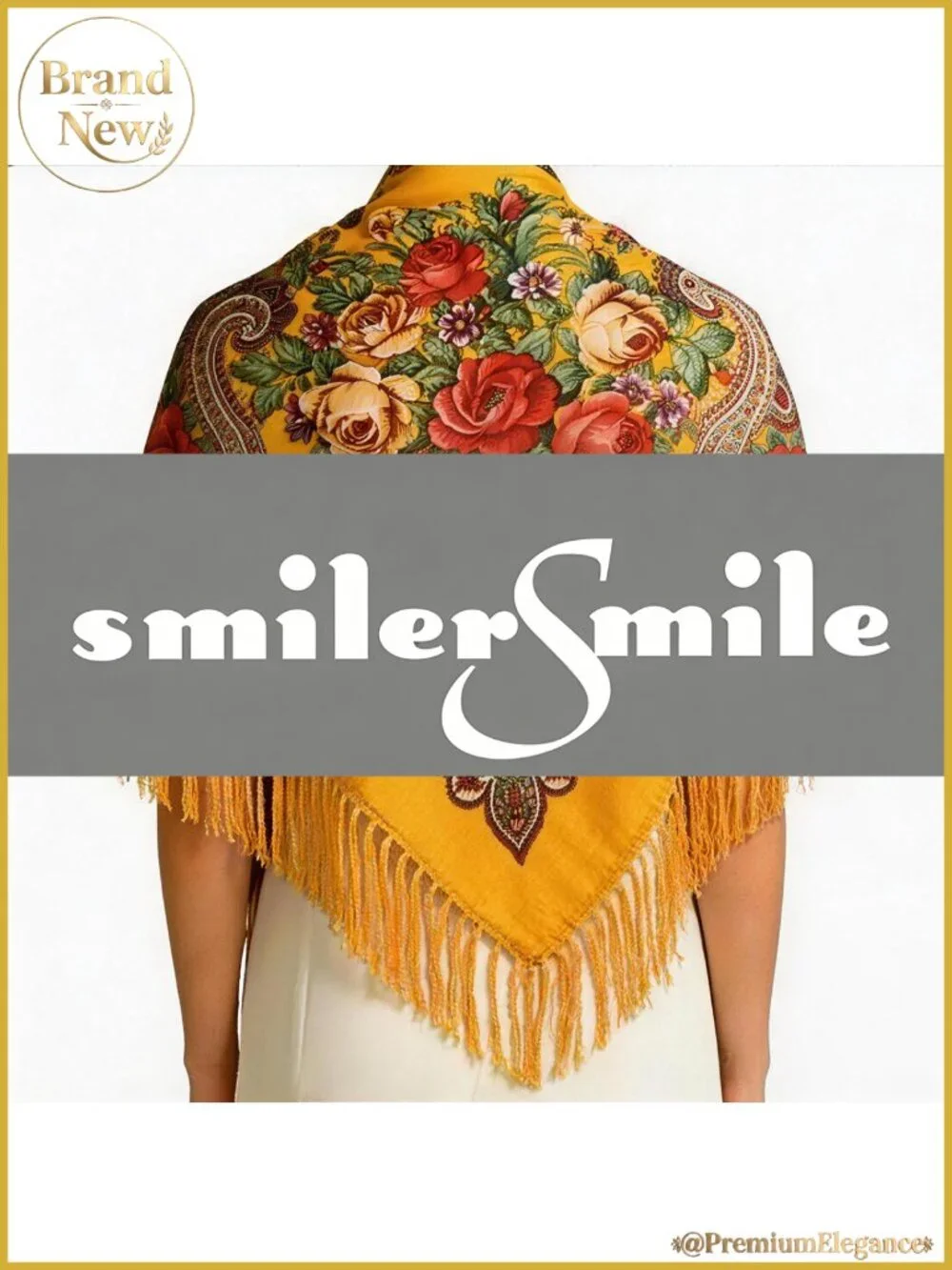Cotton Polyester Floral Print Scarf Wrap Shawl with Tassels